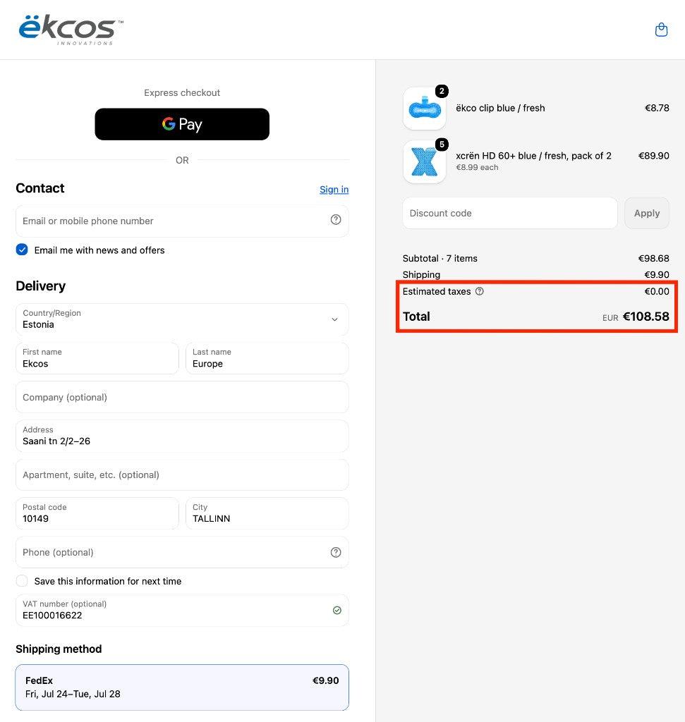 3. Automatic VIES verification and 0% VAT application